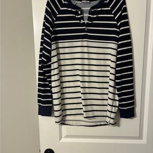 Striped Navy & White Henley Long-Sleeve unisexTop